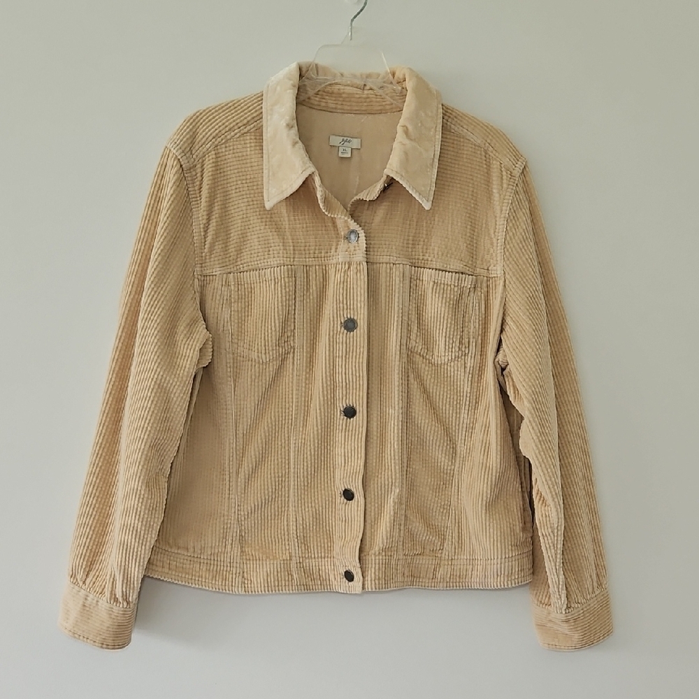J Jill‎ Corduroy Jacket With Velvet Collar Preppy Size Extra Large